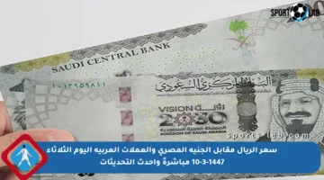 سعر الريال مقابل الجنيه المصري والعملات العربية اليوم الثلاثاء 10-3-1447 مباشرةً وأحدث التحديثات